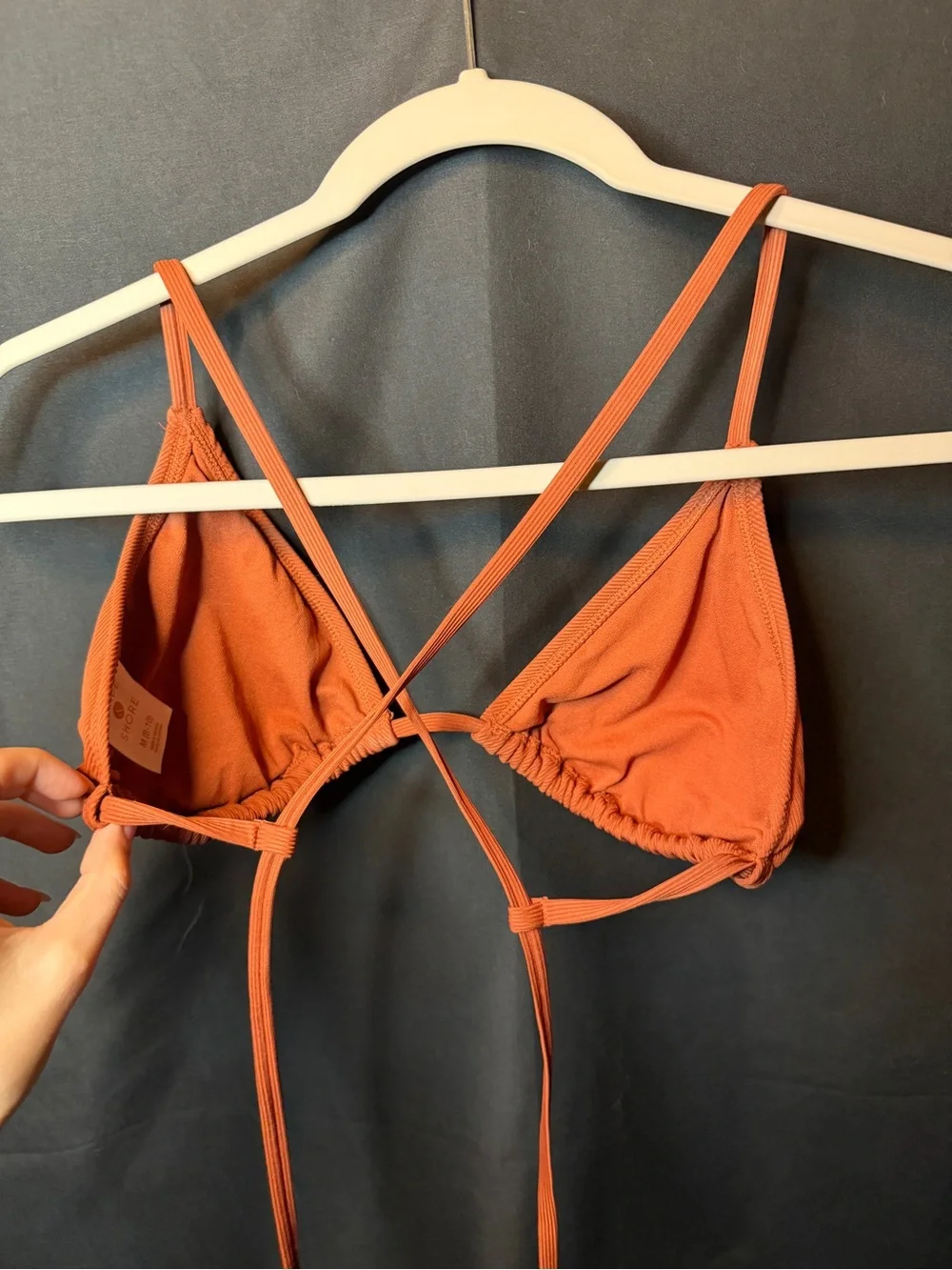 Shade & Shore Rust Orange Ribbed Triangle Bikini Set (M/L) - Picture 3 of 7